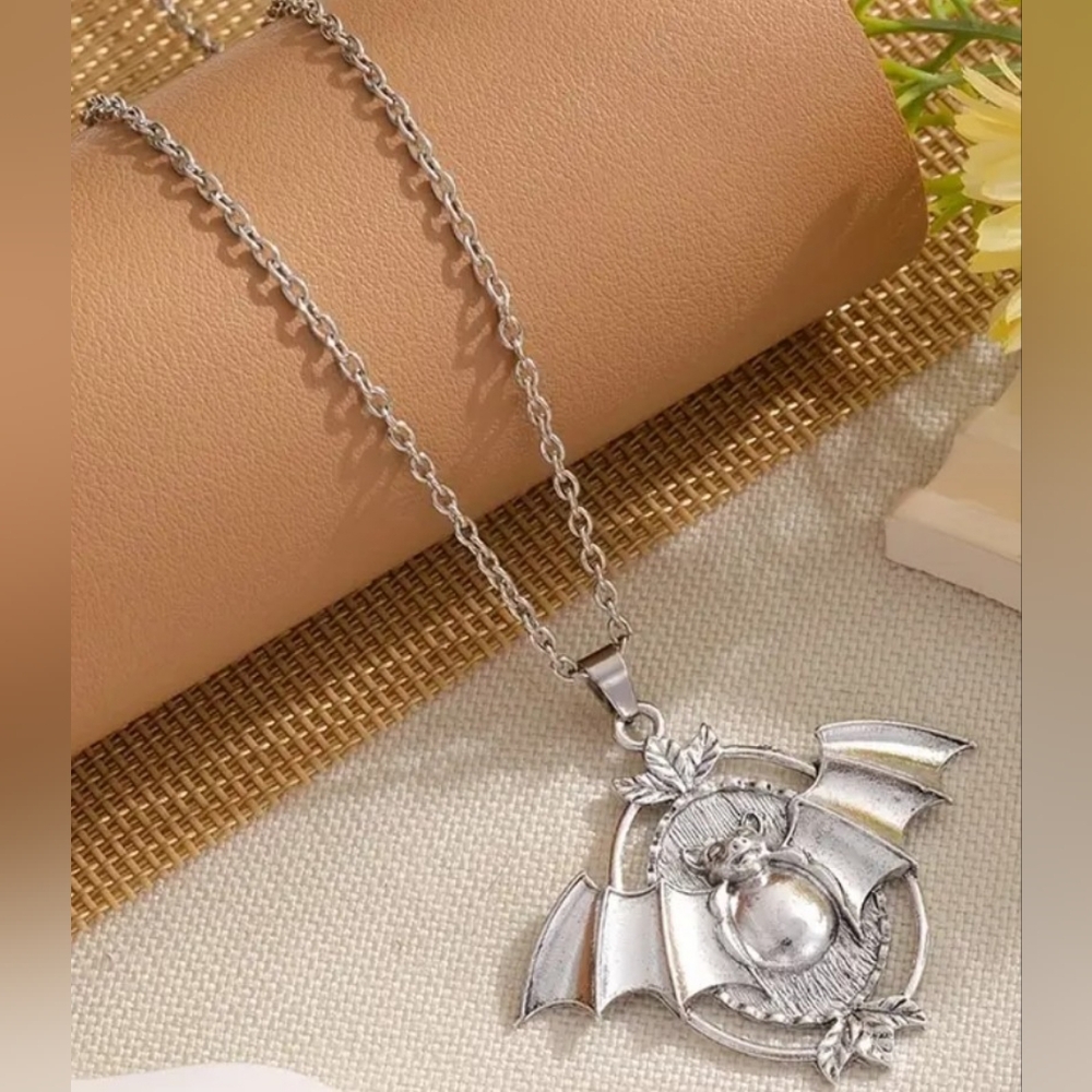 Silver Bat Pendant Necklace